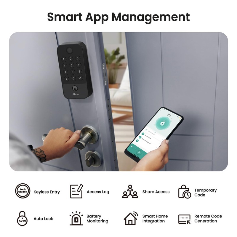 TREATLIFE Smart Door Lock with WiFi Bluetooth Gateway, Keyless Entry