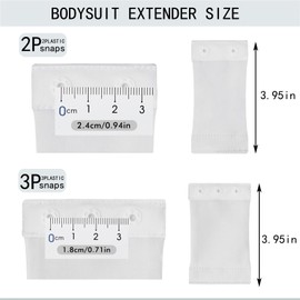 Aenmt 3 Pcs Women’s Bodysuit Extender, Removable and Washable Bodysuit Crotch Extender with 2 Plastic Snaps, White