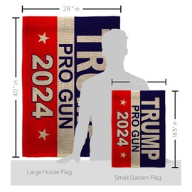 Trump Flag Pro Gun Burlap Garden House Flag Kit Patriotic Vote President Democrat Republican Tea Party United State American Election Banner Small Yard Gift Double-Sided, Made in USA