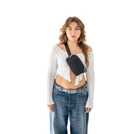 Expatrié Milly Women's Bum Bag, Small Nylon Belt Bag, Chest Pocket in Pillow Design, Puffy Crossbody Nylon Bag, black, shoulder bag