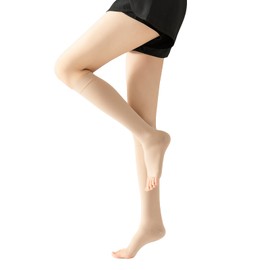 Sahunfri Open Toe Compression Socks for Men Women - 20-30mmhg - Flight Calf Support Socks for Circulation Graduated Support Hosiery (M)