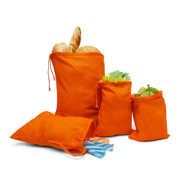 (2x3 inches) Orange Cotton Bags, Reusable And Biodegradable Produce Muslin