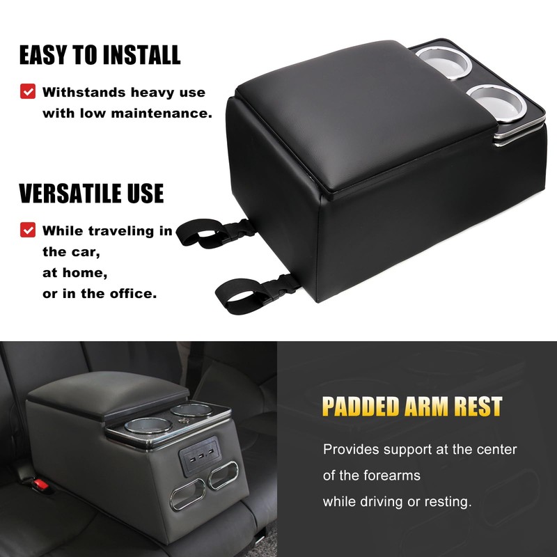 Frtcaty Center Console Organizer with Cup Holder & Padded Top
