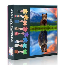 Reflective Bear Cub & Adult Bear 1000-Piece Puzzle - Intricate Wildlife Art with Inspirational Design, 50x70cm Detailed Wall Decor for Thoughtful Gifts & Home Display