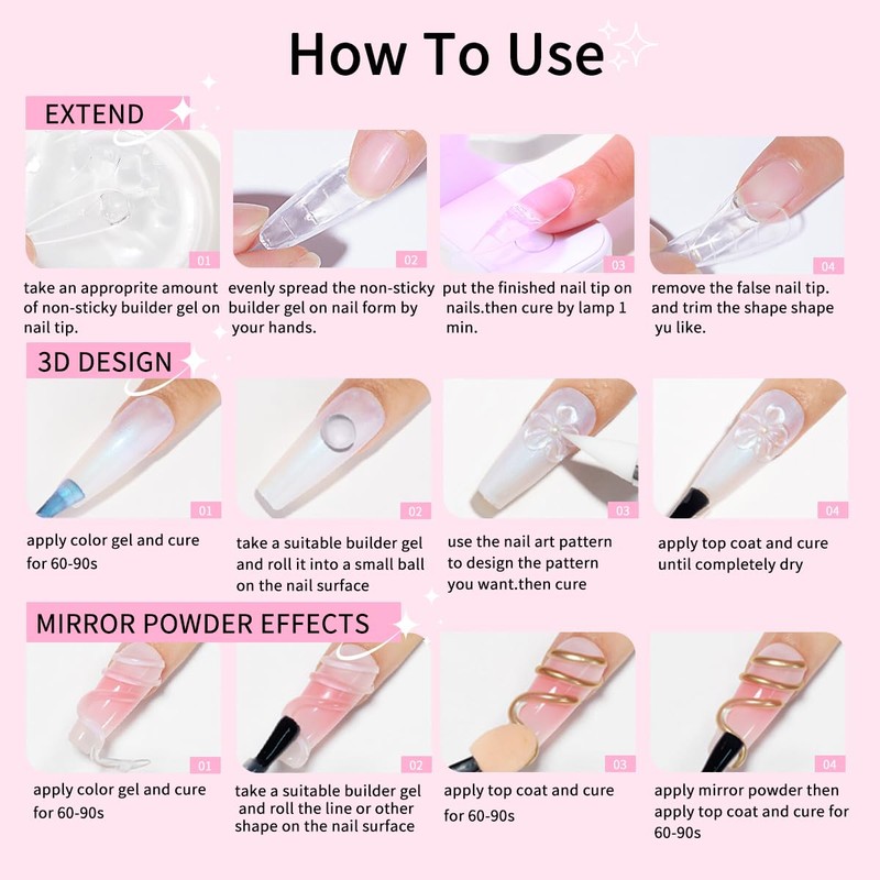 Solid Builder Gel for Nails Kit 15g– 4-in-1 Solid Builder