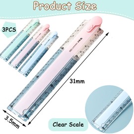 3 PCS Clear Folding Ruler, 15cm/30cm Durable Shatterproof Plastic Geometric Rulers Compact Straight ruler for Schools, Offices and Crafts(Blue, Pink, Green)