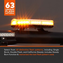 LAMPHUS NanoFlare NFMB40 12" 12V 40W AMBER LED Strobe Mini Light Bar [Magnet/Permanent Mount] Yellow Rooftop Rotating Safety Flashing Emergency Warning Beacon Lightbar for Work Truck Vehicle