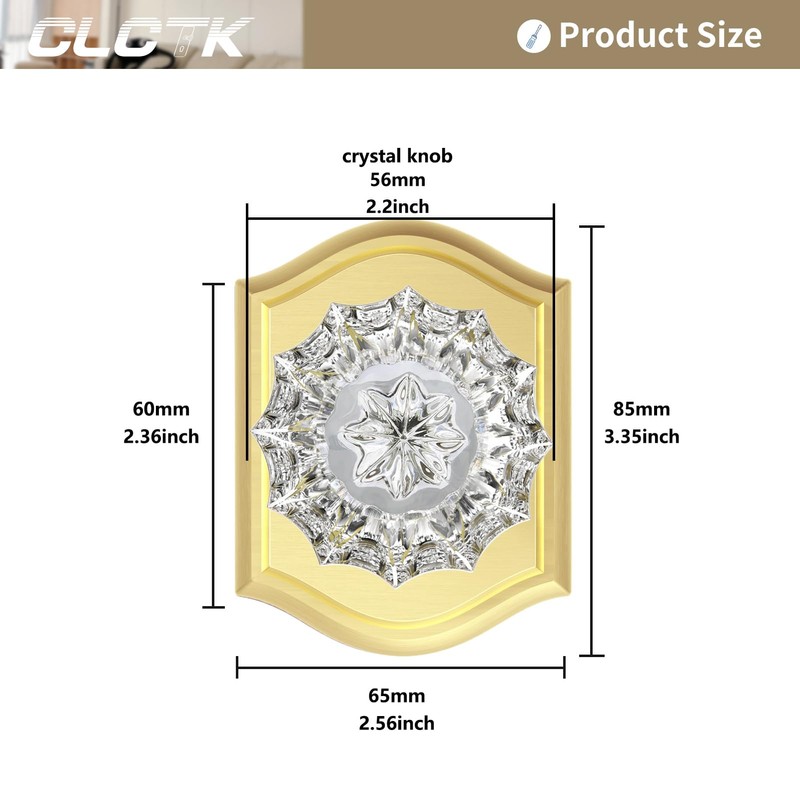 CLCTK 4 Pack Crystal Glass Dummy Door Knob, Single Side
