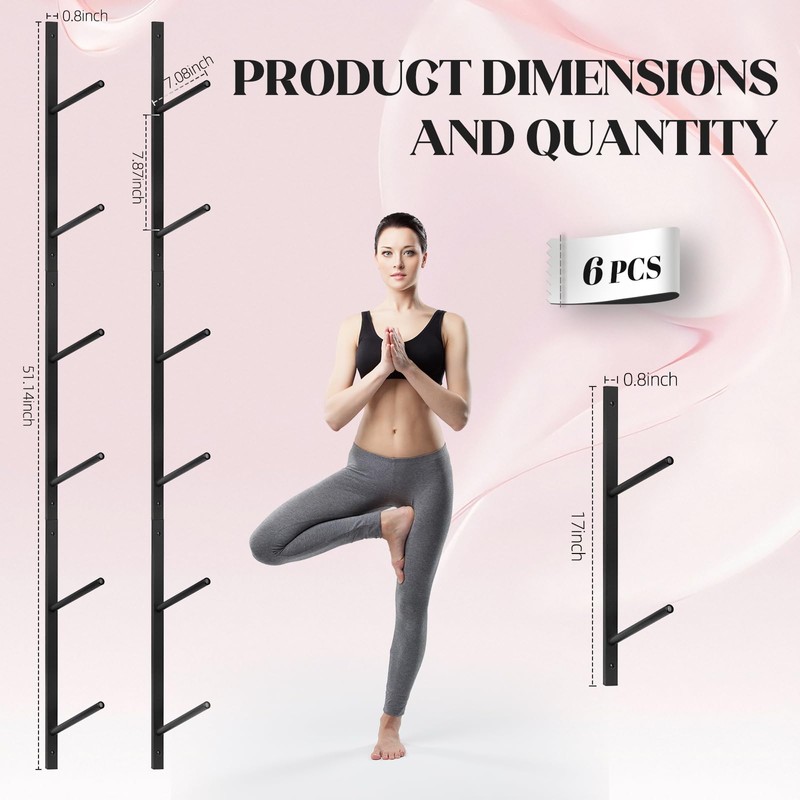 6 Tier Yoga Mat Rack,Yoga Mat Holder Wall Mount,Yoga Mat