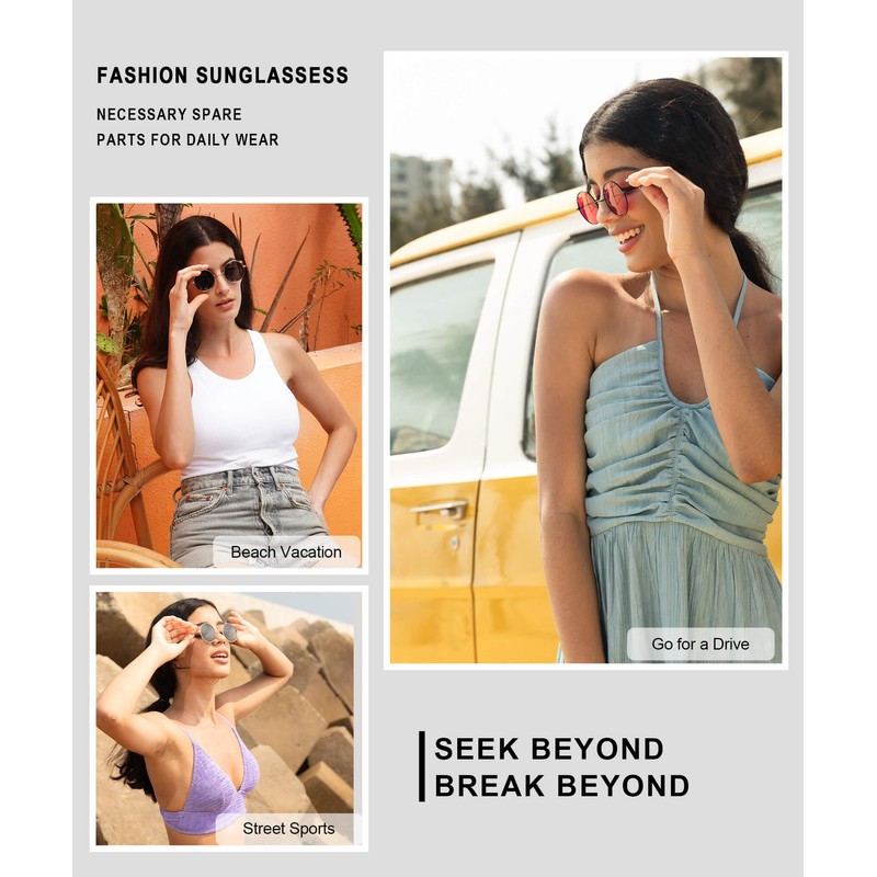 HENGOSEN Round-Sunglasses Polarised Circle-Sunglasses for-Men-Women: Retro Metal Hippie Sun Glasses