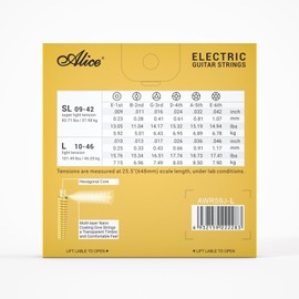 Alice Guitar Strings, Coated Electric Guitar Strings - Gold Polished for Smooth Feel and Warm, Bright Tone, Ball End with String Label - Easy to Install (Regular Light, 10-46)