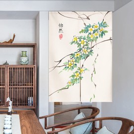 RLoncomix - Tapiz de cortina japonesa Noren para puerta, diseño floral chino tradicional, decoración del hogar, 29 x 47 pulgadas