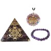 Sawcart Amethyst Orgone Crystal Pyramid & Pendant Seven Chakra Metatron