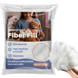 RAINFLOW Polyester Premium Fiber Fill-250g/8.8oz Polyester Fiber Fill,Stuffing for Pillow,Small Dolls,Cushion,Craft and Stuffed Animals,pp Cotton Stuffing for DIY Craft,Recyclable