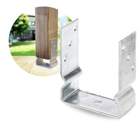 Ultiness® U-Post Support with Beam Support U-Shape Hot-Dip Galvanised Robust U-Beam for Dowels for Hunter and Picket Fences, Robust Attachment without Concrete (121 mm, 1, Quantity)