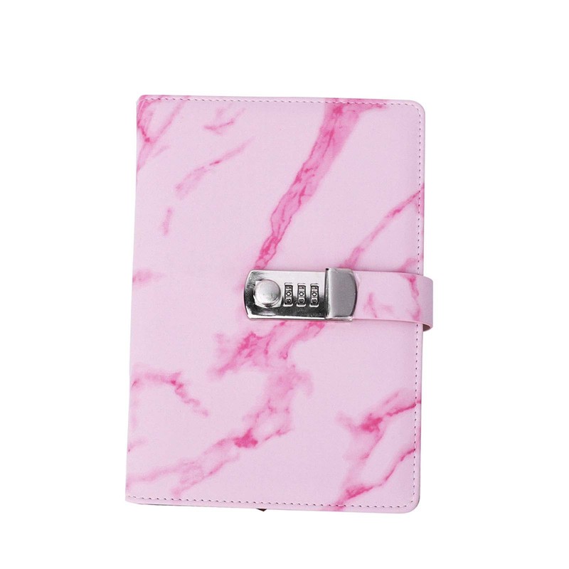 A5 Note Book PU Leather Cover Password Lock Notepad Diary