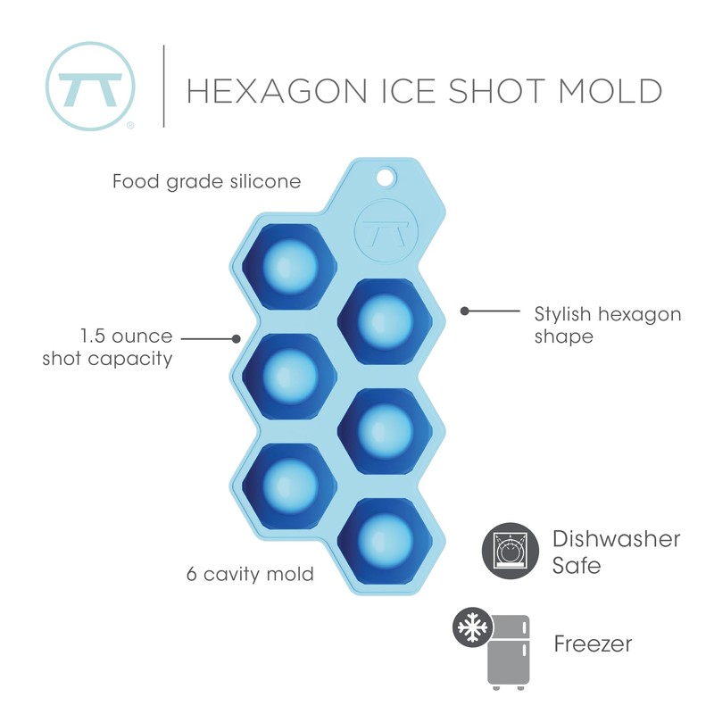 Outset Silicone Hexagon Ice Shot Mold, 6 Glass Capacity