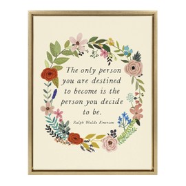Kate and Laurel Sylvie The Only Person Framed Canvas Wall Art by Mia Charro, 18x24 Gold, Inspirational Quote Art for Office or Home
