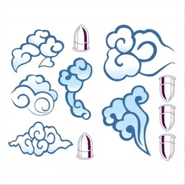 Clouds Temporary Tattoos Full Set for Jinx Arcane Cosplay Prop Hand Body Tattoo Sticker Women Anime Conventions