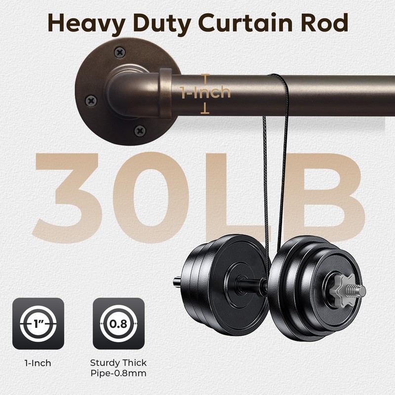 Zeerobee Curtain Rods for Windows 48 to 84, 1 Inch