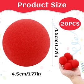 Tweozhui Pack of 20 Small Balls Foam Balls, Red Sponge Balls, 4.5 cm Magic Foam Balls, Small Soft Foam Balls, for Magic Shows, Includes Instructions for Beginners, Foam Ball