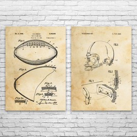 Football Patent Prints Set of 2 (12x16), Football Gifts, Gifts For Men, Football Decor, Football Coach Gifts, Sports Wall Art Vintage Paper