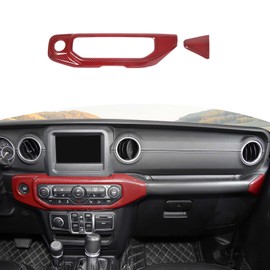 RT-TCZ for Jeep JL Center Dash AC Control Panel Trim Cover Red Carbon Fiber for Jeep Wrangler JL JLU Gladiator JT 2018-2023 Red Carbon Fiber Interior Accessories