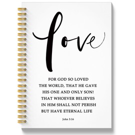QICLM Christian Notebook Journal, John 3:16 Love Bible Journaling Notebooks for Note Taking, Inspirational Christian Gifts for Women Men, Hardcover Spiral Notebook 5.5x8.3