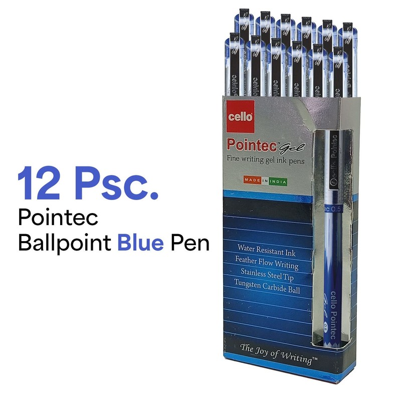 Cello Pointec Ballpoint Gel (0.5mm) Blue Ink Quick-Drying Ink Pens