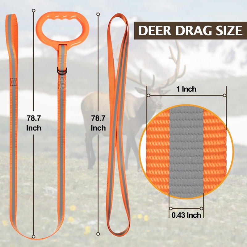 Hunthor Deer Drag Harness with Wider High Strength Handle, 1100lbs