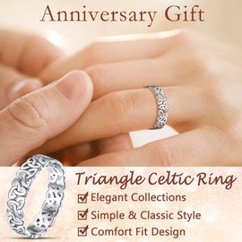 Silvora Wedding Band Rings for Men Women, Irish Eternal Knots Jewelry Sterling Silver Ring Stacking Minimalist Finger Bands Size 11