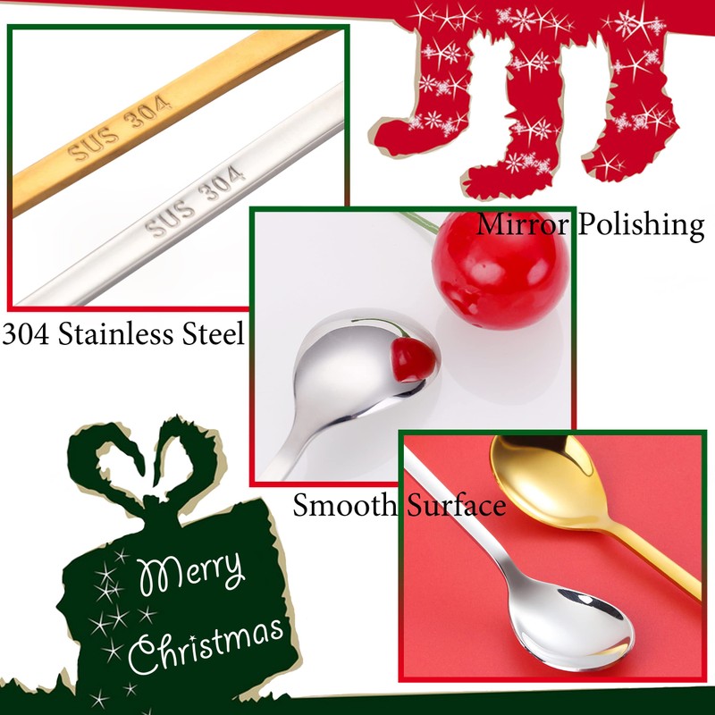 ESRISE Christmas Coffee Spoon, Christmas Coffee Spoon, Stainless Steel Coffee