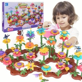Flower Garden Building Set, 1 Set Easy Assembled Garden Playset, Motor Skills Training & Color Recognizing Block Games Montessori Toy, Great for Gift:_Multicolor_144pcs