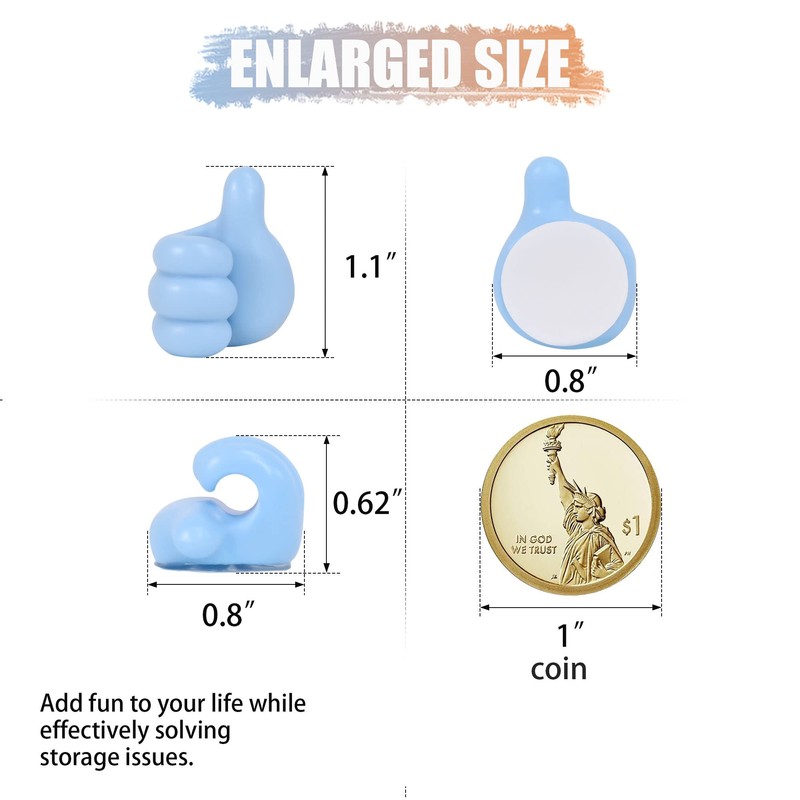 CERETIA 9 Pcs Self Adhesive Silicone Thumb Hooks, Multifunction Thumb