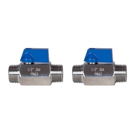 JIVTO Stainless Steel Mini Ball Valve 1/2" BSP,Male to Male,Shut Off Valve (Pack of 2)