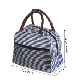 PATIKIL Lunch Box for Women/Men, Insulated Lunch Bag Leakproof Tote Bag with Pocket Reusable Lunch Container for Work Picnic Outdoor 9.1"x4.7"x7.9", Navy Blue