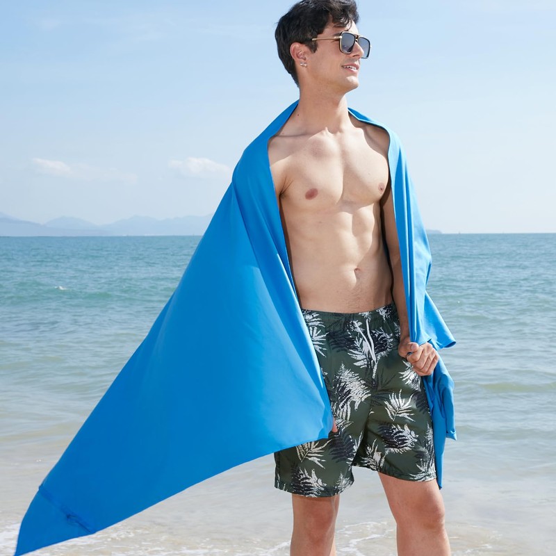 Rainleaf Microfiber Towel, 20 X 40 Inches. Blue.