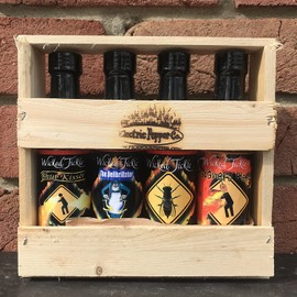 Hot Sauce Gift Set Ghost Pepper Habanero Gift Box 4 Pack +7 free Ghost Peppers Wicked Tickle