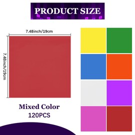 CRASPIRE 120Pcs Colorful Plastic Paper Wrap Sheets 7.5 x 7.5 Inch Transparency Colored Candy Small Gifts Wrapping Baskets Cello Sheet for DIY Arts Crafts Christmas Party Package Decoration