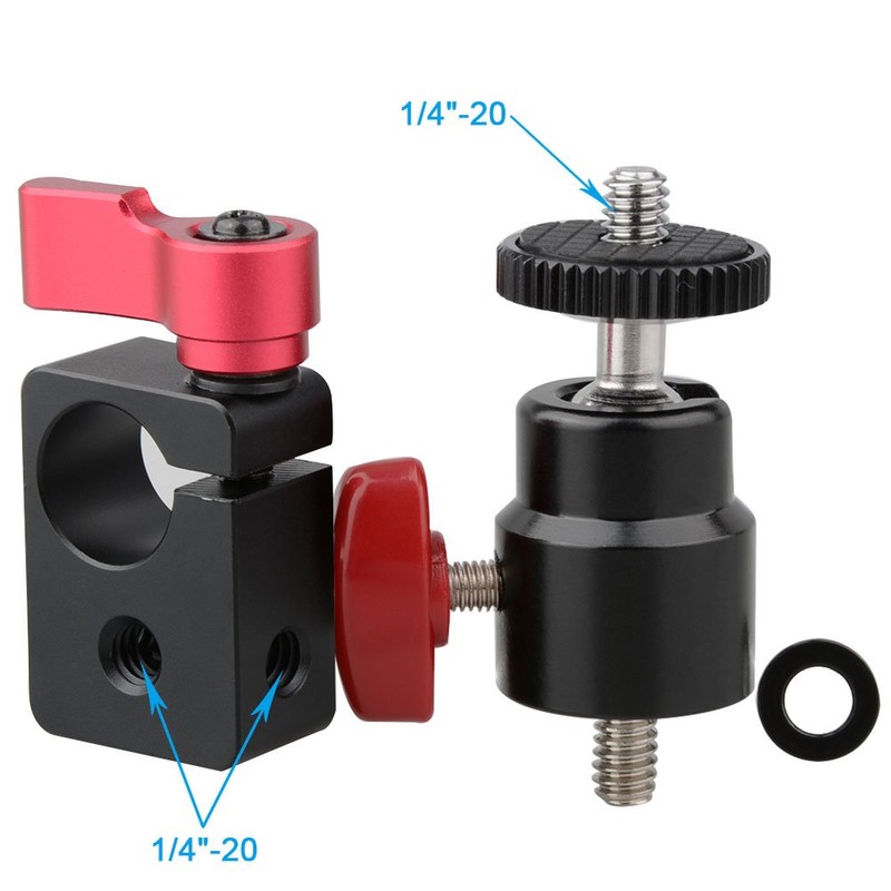 CAMVATE Camera 15mm Rod Clamp Adapter Articulated Mini Ball Head