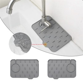 2-Pack Bytelive Silicone Sink Mat, Mini Sink Splash Guard and Soap Sponge Holder for Kitchen Countertop Protect with Self Draining Design (8.3" x 5.7", 2-Pack Gray)