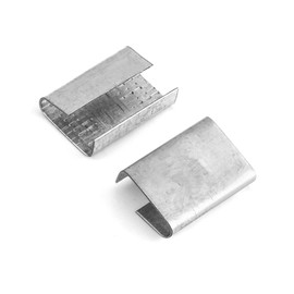 QWORK Open (Snap-on) Packaging Seals (200 pcs) for 5/8" Band Width Straps Metal Clips for Securing Packaging and Pallet Strapping Banding