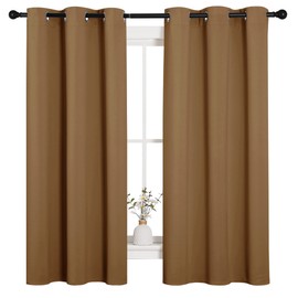 NICETOWN NICETOWN Sleek Blackout Curtains 63 inches Length for Small Windows, Noise Reducing and Block Draft Panels for Door Doorway Laundry Office Luxury Decor Theme (2 Panels, Gold Brown, W42 x L63 -Inch)
