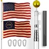 G128 Combo Pack: 20 Ft Telescoping Aluminum Flagpole (Silver) &
