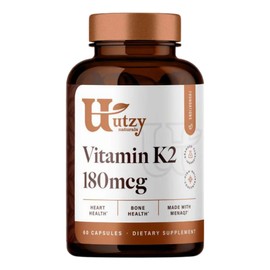 Utzy Naturals Vitamin K2 | 180 mcg of MenaQ7® Form of K2 | Made in USA | 60 Capsules
