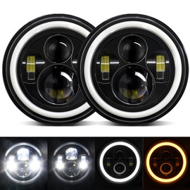 1Pcs 7 inch Car Motorcycle LED Headlight with Low Beam/High Beam/DRL/Turn Signal 7'' Round Headlight 6000K 140W Replacement for Jeep Wrangler JK JKU TJ LJ CJ Hummer H1 H2 Chevy Ford Miata