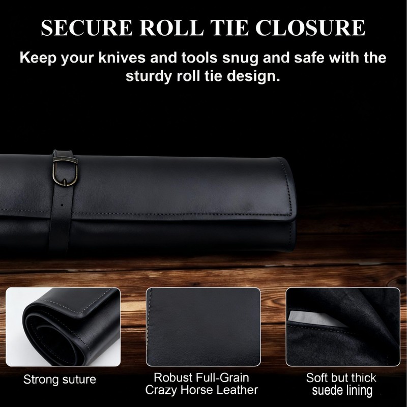 YLZZMDQSZ Leather Chef Knife Roll Bag, Knife Bags for Chefs