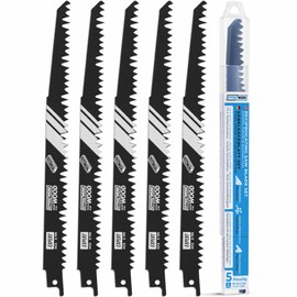 EffektWerk - Reciprocating Saw Blades for Wood - 5 Pieces - 9" / 230mm HCS Steel Sabre Sawblades for Wood & Plastic Cutting - 6 TPI