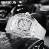 KIMSDUN-Stylish Skeleton Sport Watches, Waterproof, Analog Quartz Date Calendar Wristwatch,
