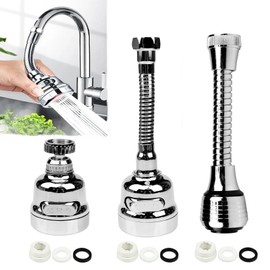 3 Pieces Kitchen Tap Head Fucet Aerator, 360 Degree Rotatable 3 Mode Adjustable Faucet Extender Kitchen Faucet Head Replacement for Bathroom Kitchen